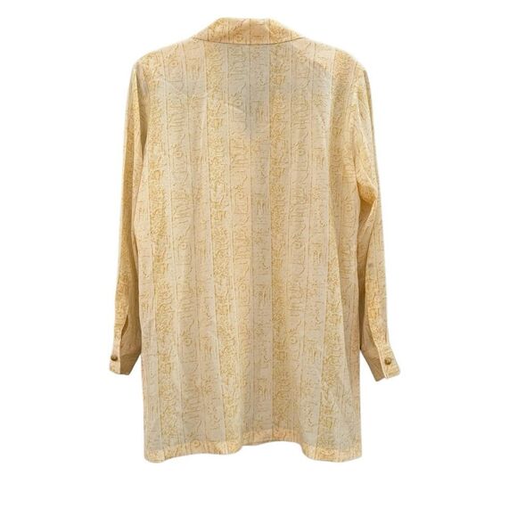 Escada 1990s Vintage Women's 100% Silk Egyptian Print Button Down Blouse Size 34 - Picture 2 of 8